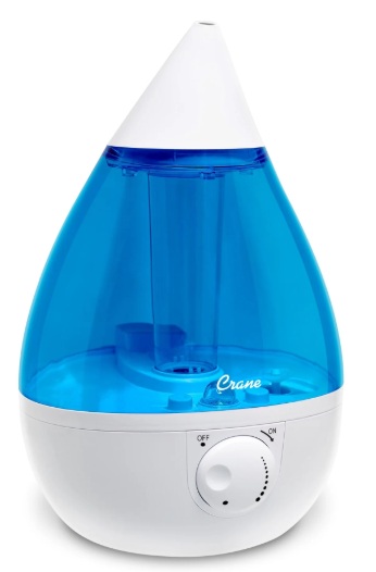 Crane USA Cool Mist Humidifier blue teardrop design 1 gallon for bedroom and nursery