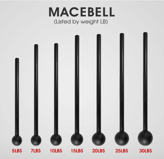 Steel Mace Bell weight options 5LB to 30LB for strength training
