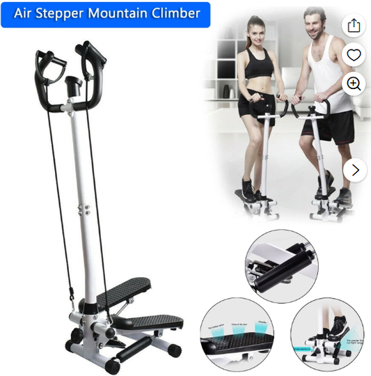 Air Stepper Mountain Climber stair stepper machine with resistance bands and handlebar